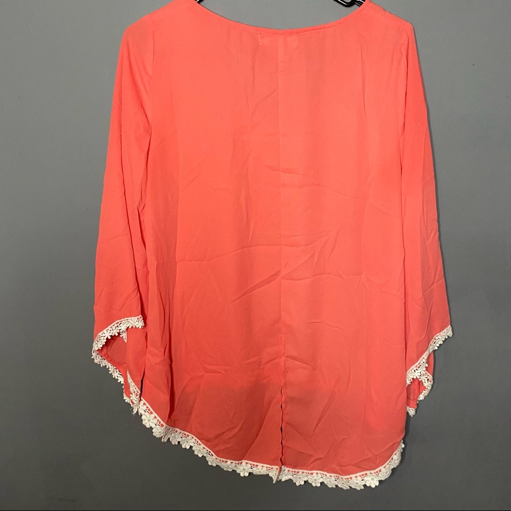 Umgee Melon Blouse with Crocheted Accents - Picture 4 of 10